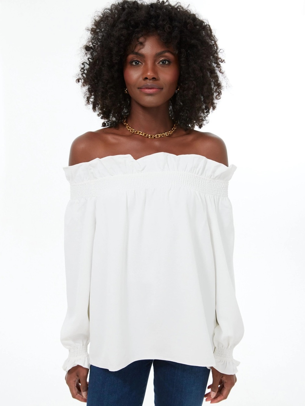 Tuckernuck White Off-Shoulder Smocked Tunic